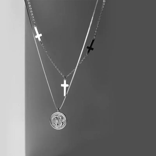 925 Silver Vintage Cross Pendant Necklace