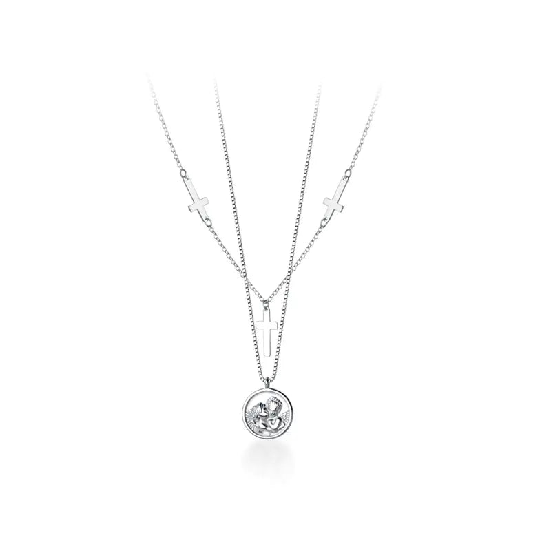 925 Silver Vintage Cross Pendant Necklace