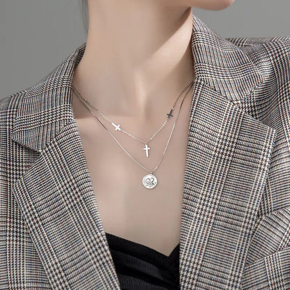 925 Silver Vintage Cross Pendant Necklace